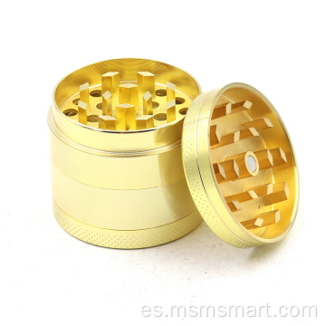 Accesorios para fumar molinillo barato super dorado de cuatro capas de 50mm